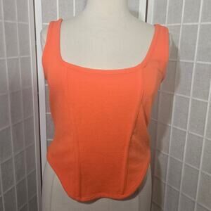 NWT Ashley Stewart Ribbed Bustier Crop Orange Tank Top Plus Size: 14/16 (1X)
